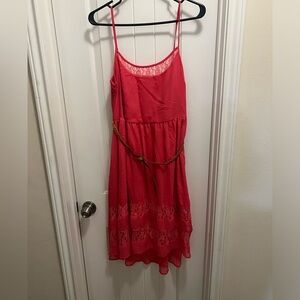 Mudd Coral Dress with Lace and Belt